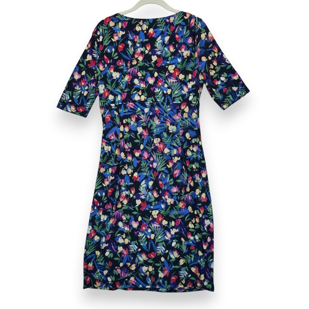Lauren Ralph Lauren Floral Stretch Jersey Dress Size 12 Short Sleeve Vneck EUC - Picture 2 of 7